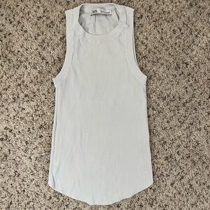 Zara Women’s White Ribbed Racerback Tank Top Size XS